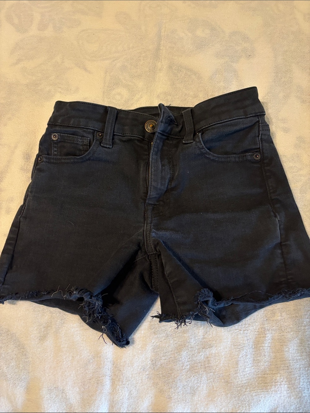 American Eagle Outfitters Black Frayed Hem Jean Shorts